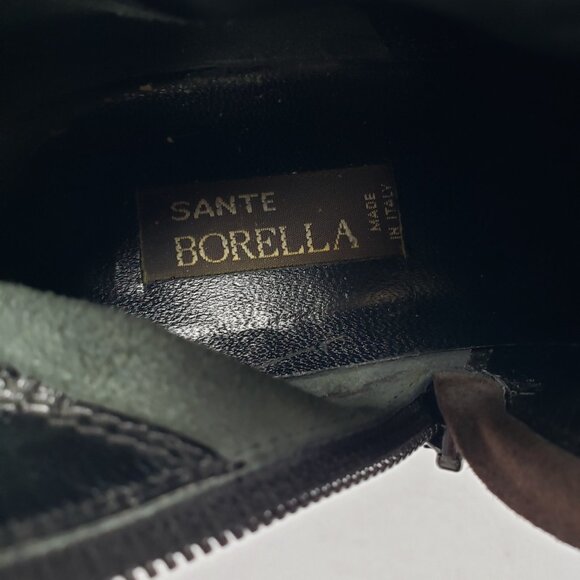 Sante Borella Italian Leather Block Heel Brown Chelsea Ankle Boots - Picture 7 of 12